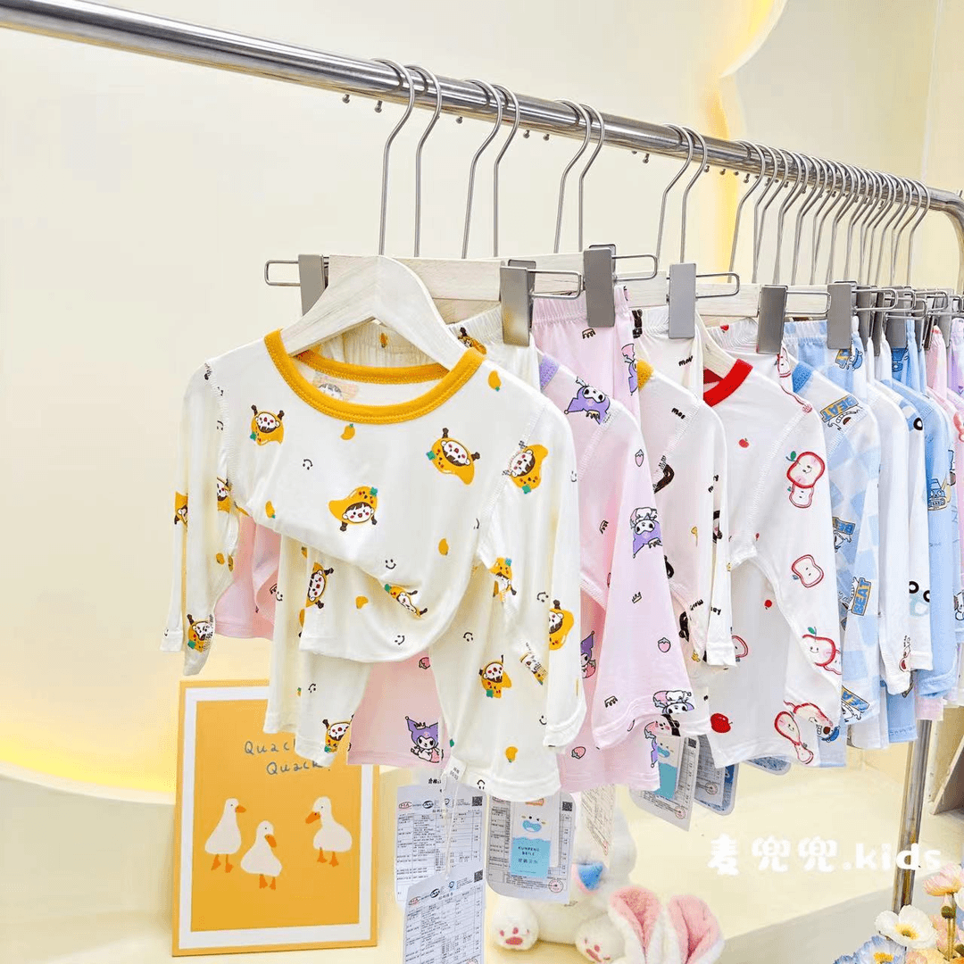 【麦兜兜】儿童款睡衣夏季薄款天丝莱赛尔男童女童中长袖宝宝空调服