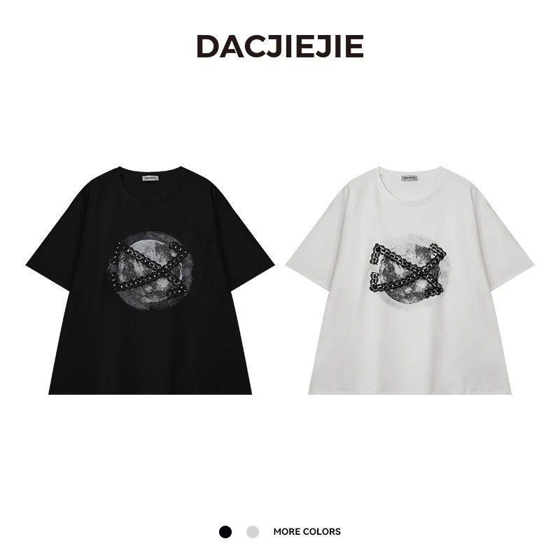 【蕾丝星球T】2025新款时尚休闲夏秋款设计师简约印花T恤