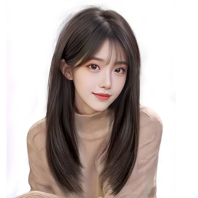 【漂亮女友】假发女生百搭减龄层次感中长锁骨发轻薄透气全头套舒适
