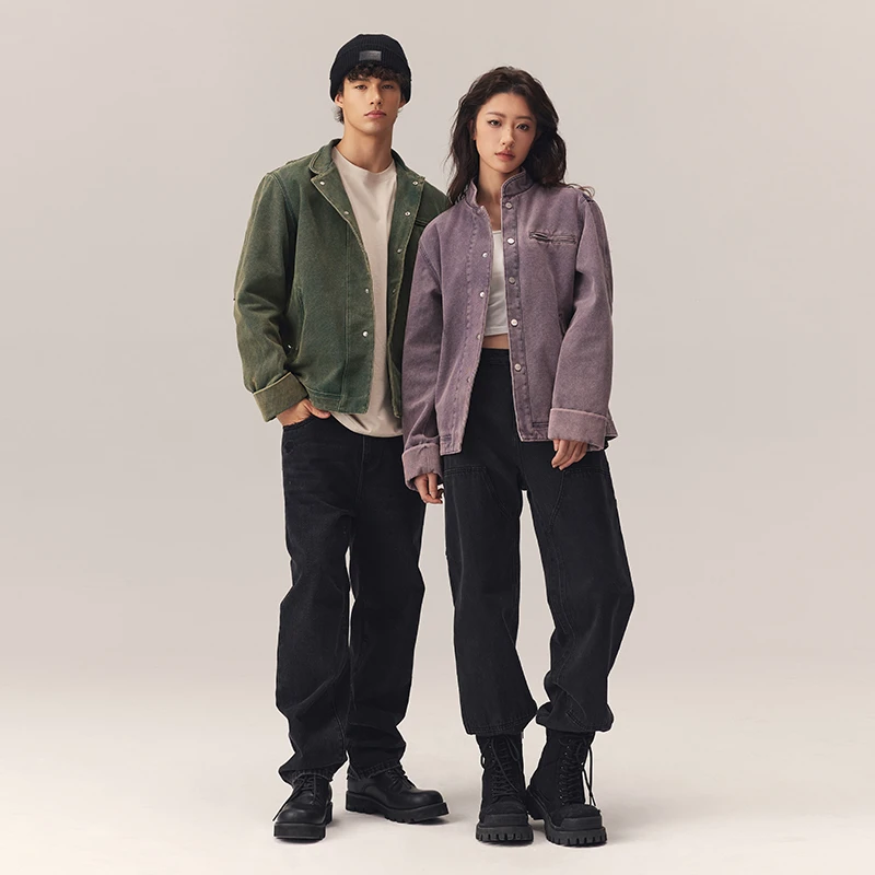 CHINISM赤尘 CH水洗做旧牛仔休闲男外套复古工装夹克D1103