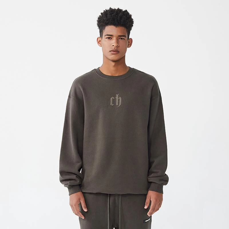 CHINISM 立体发泡LOGO圆领卫衣男宽松简约美式高街D1101