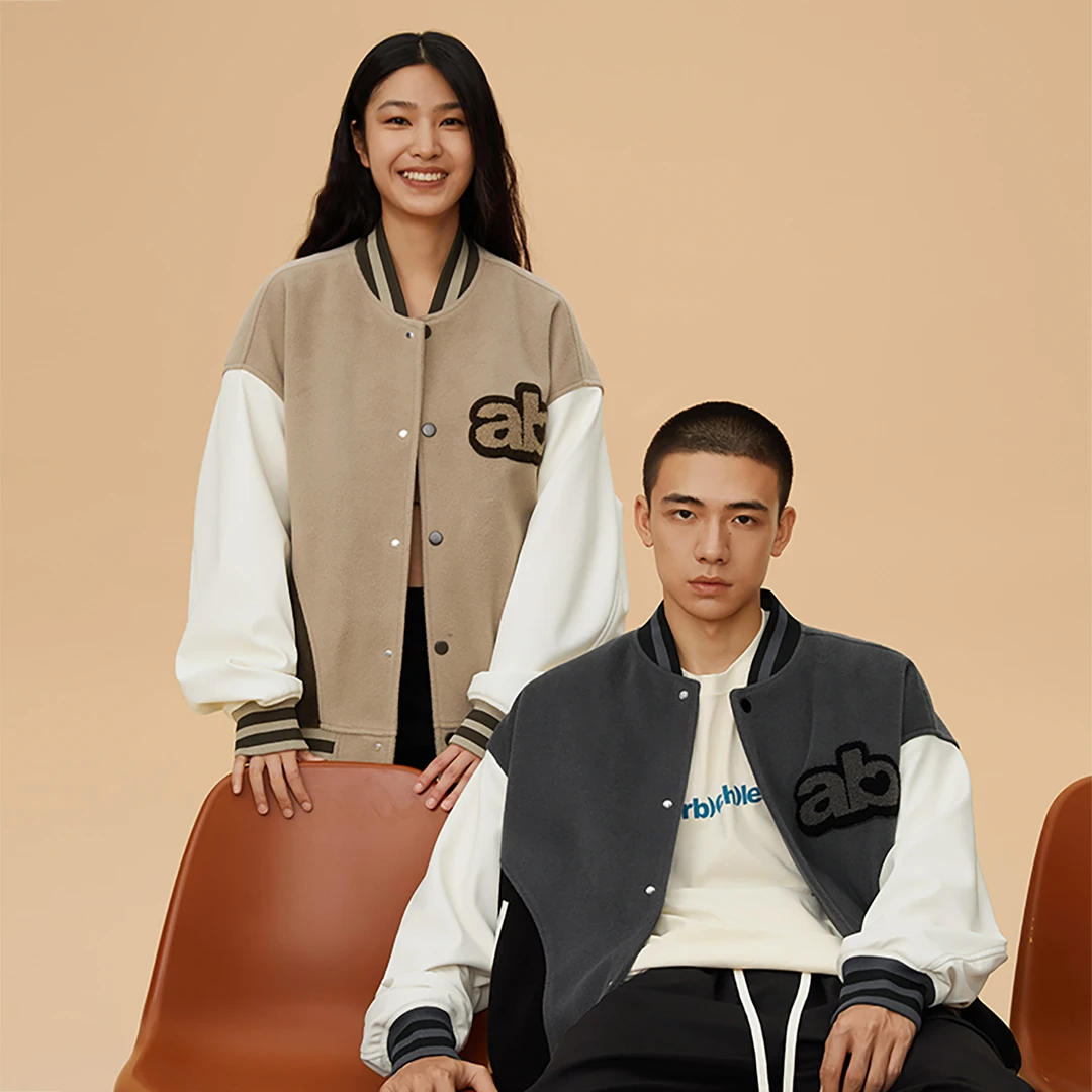 CHINISM CHab系列拼接棒球服男美式棒球夹克重磅运动3015