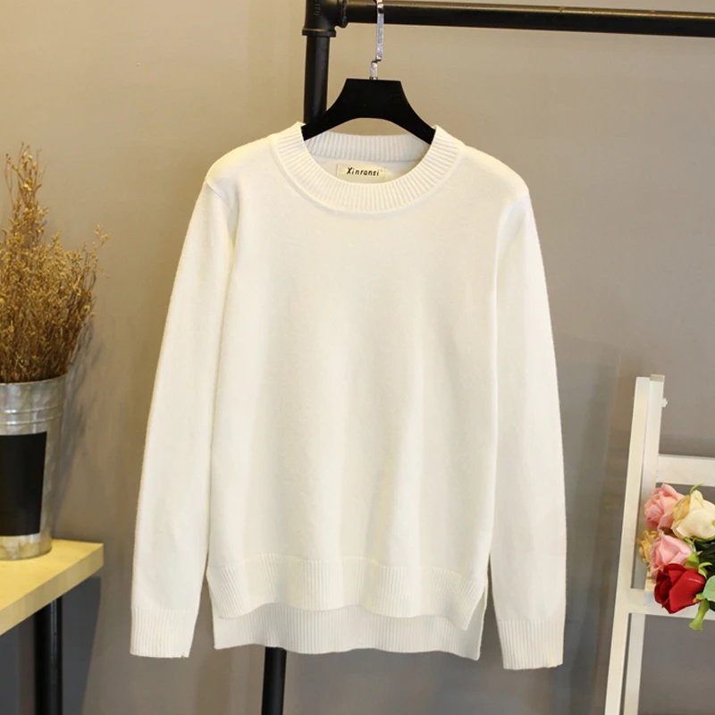 低领打底衫2023新款女秋冬内搭前短后长开叉上衣宽松开衩针织毛衣