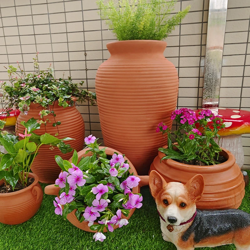 清仓包邮庭院大号陶罐景观土陶粗陶红陶花盆组合摆件盆景盆红陶盆