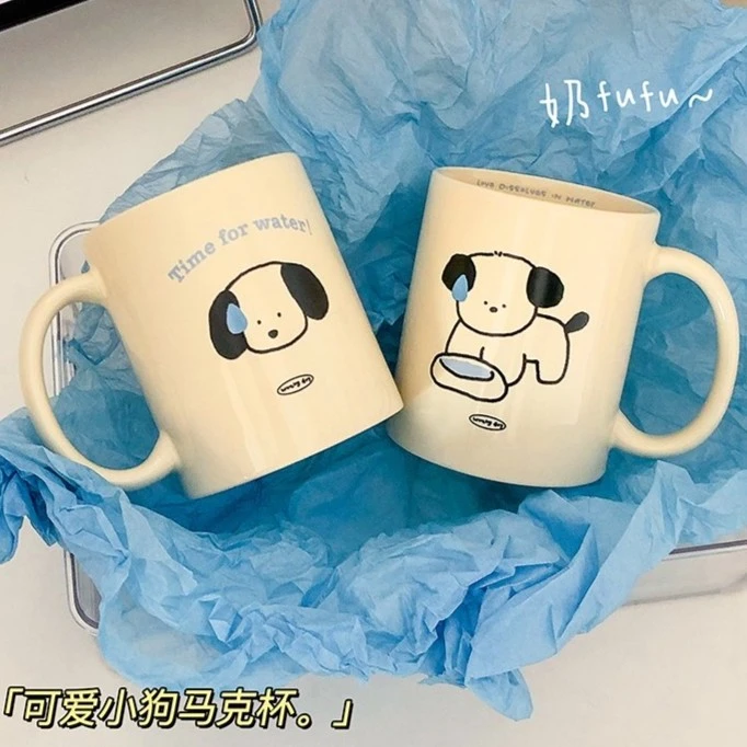 可爱陶瓷马克杯家用自制创意喝水杯个性卡通咖啡杯大容量情侣杯子