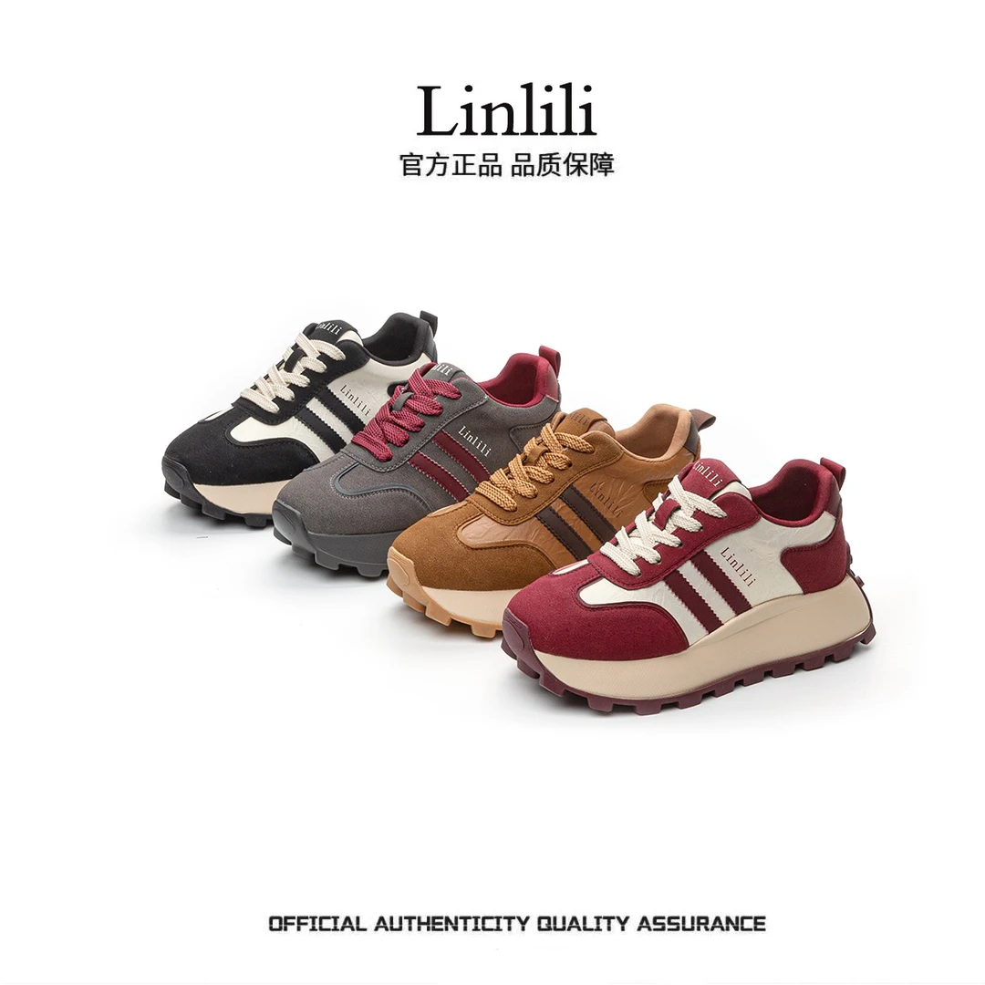 【Linlili】秋季休闲鞋休闲时尚鞋舒适百搭复古春季潮流厚底加绒ins