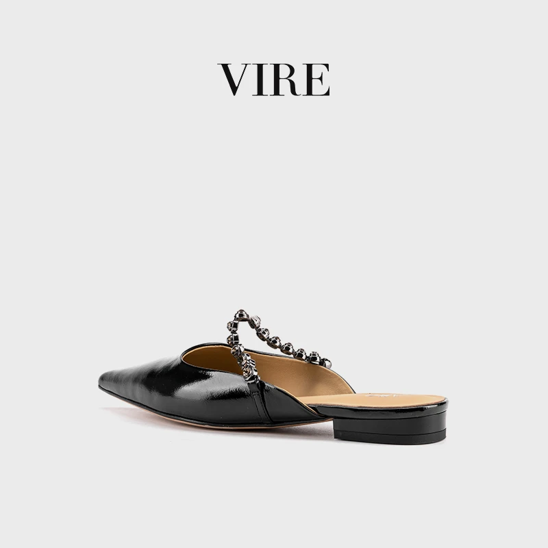 VIRE/238823新款时尚气质舒适尖头凉拖低跟百搭包头半拖B