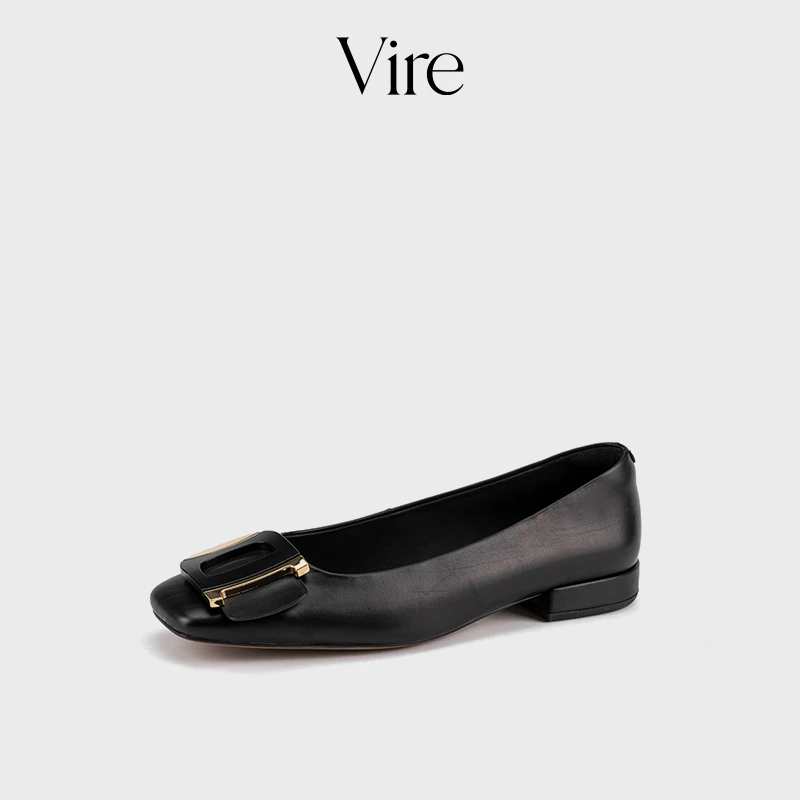 VIRE/991117舒适时尚百搭浅口跟鞋气质平底鞋方头单鞋