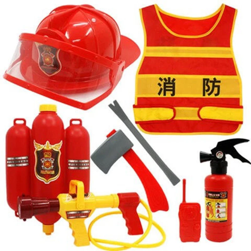 儿童消防员过家家玩具水枪背包仿真工程车角色扮演套装幼儿园礼物
