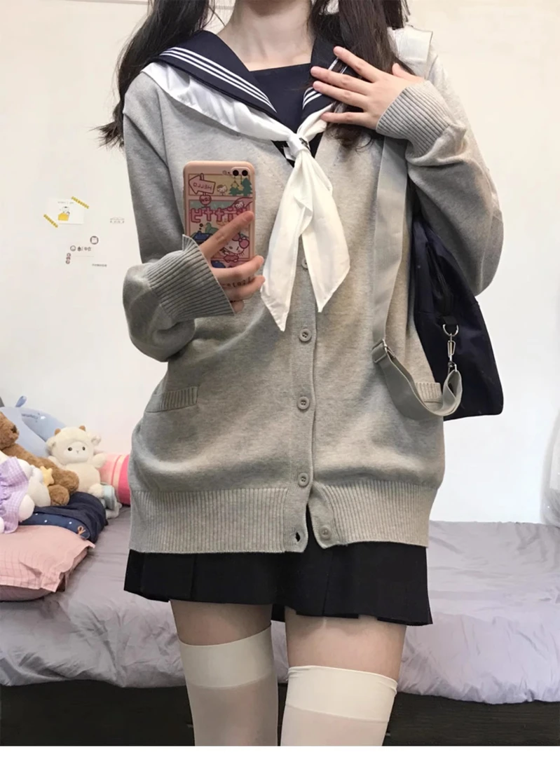 【7针加厚开衫】Jk制服毛衣外套针织冬纯棉日系校供学院风秋上衣女
