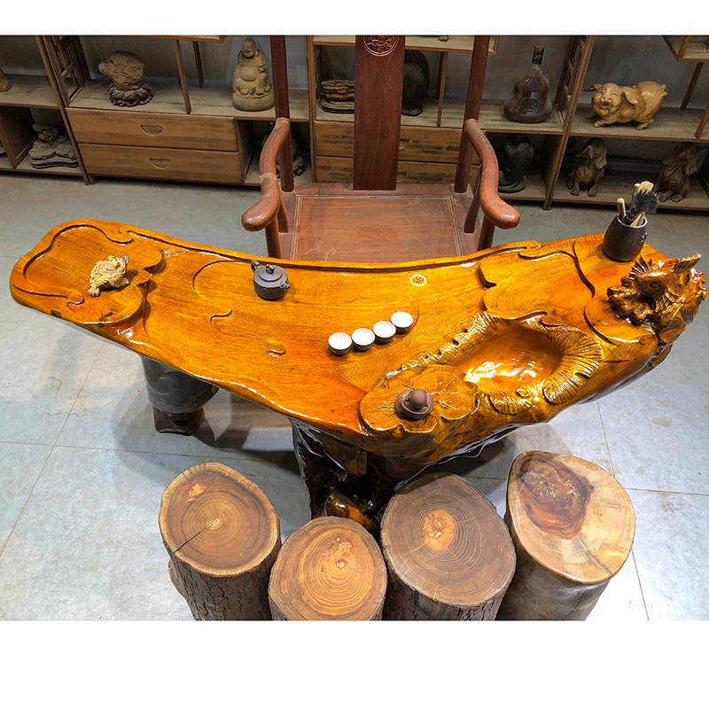 树根茶桌实木根雕茶台茶几木头树根茶台SP3460