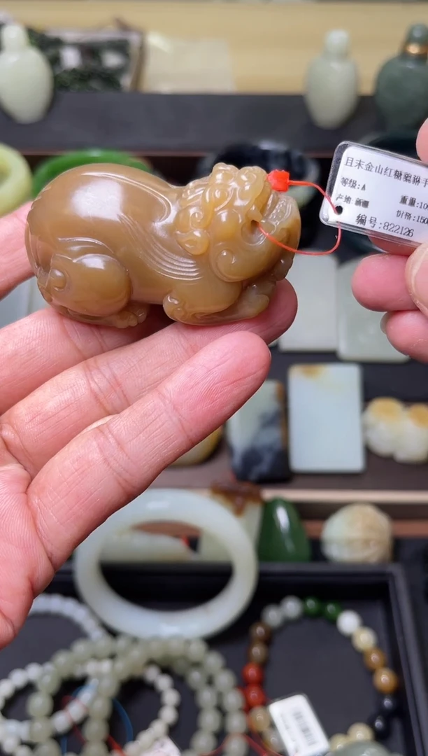 【闪购商品】和田玉手把未镶嵌且末金山糖 貔貅822126