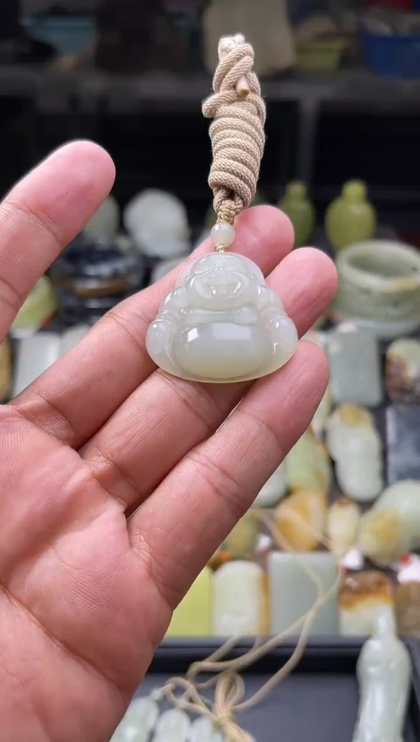 【闪购商品】和田玉吊坠未镶嵌且末青白 佛公