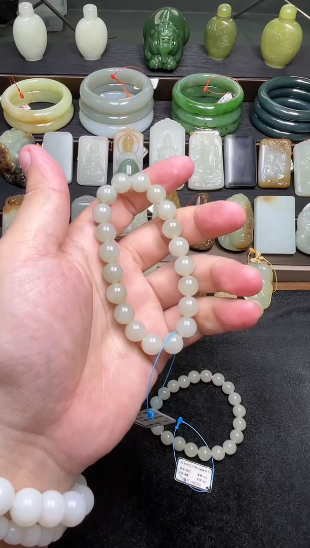 【闪购商品】和田玉手串未镶嵌D卡10迪克兰圆珠 特价900474
