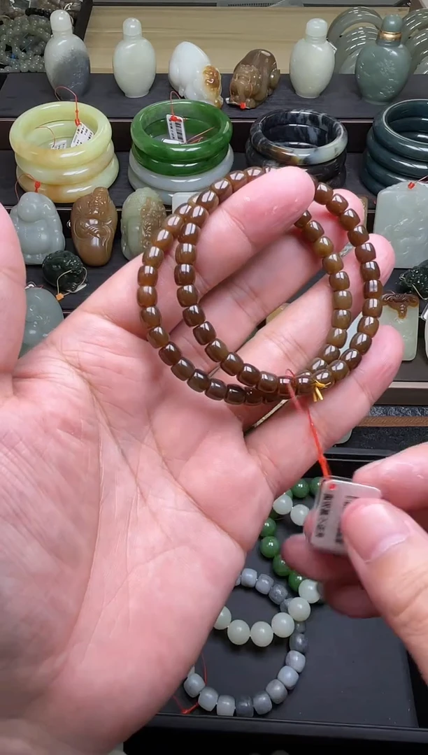 【闪购商品】和田玉手串未镶嵌卡6且末金山糖极限弧深色9001814