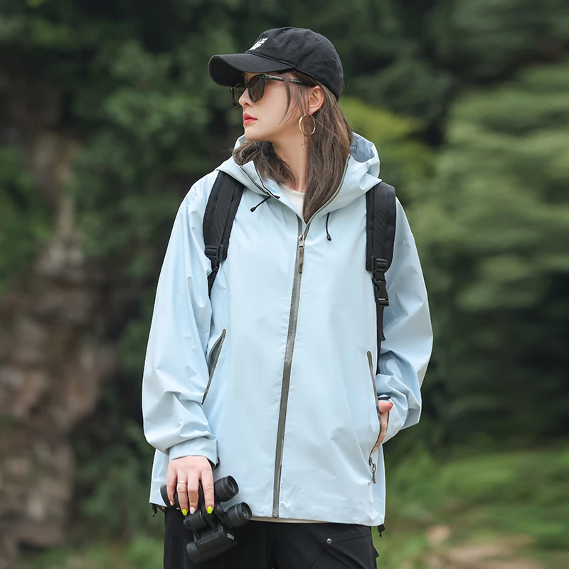 LT户外硬壳冲锋衣男女款防风防水全压胶连帽外套情侣款防风冲锋衣