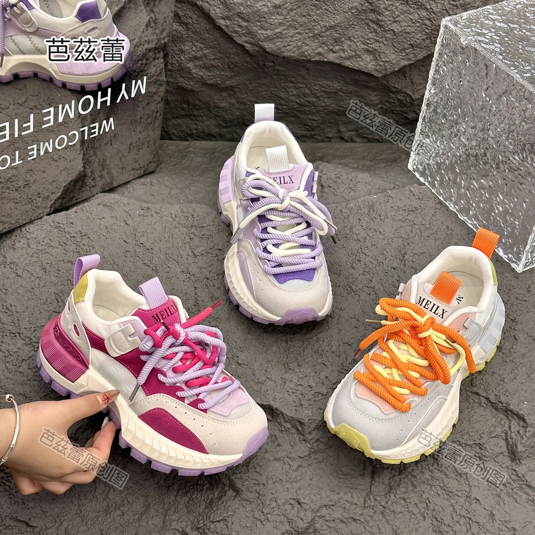 华夫阿甘鞋女夏透气网面2024新款网红潮流小众百搭轻便休闲跑步鞋