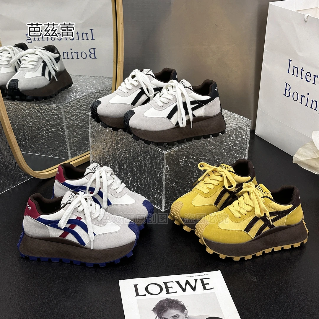 港风网红阿甘鞋女2025春季新款厚底时尚百搭休闲老爹鞋拼色运动鞋