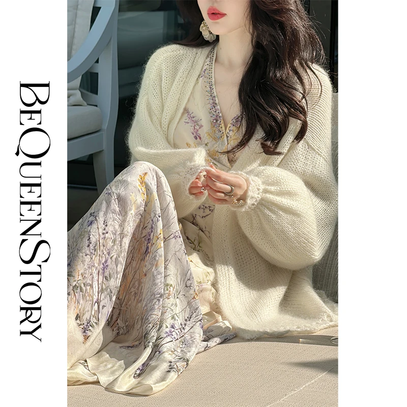 余潇潇【浪漫蒙马特】春夏绵羊毛混纺长袖针织开衫上衣