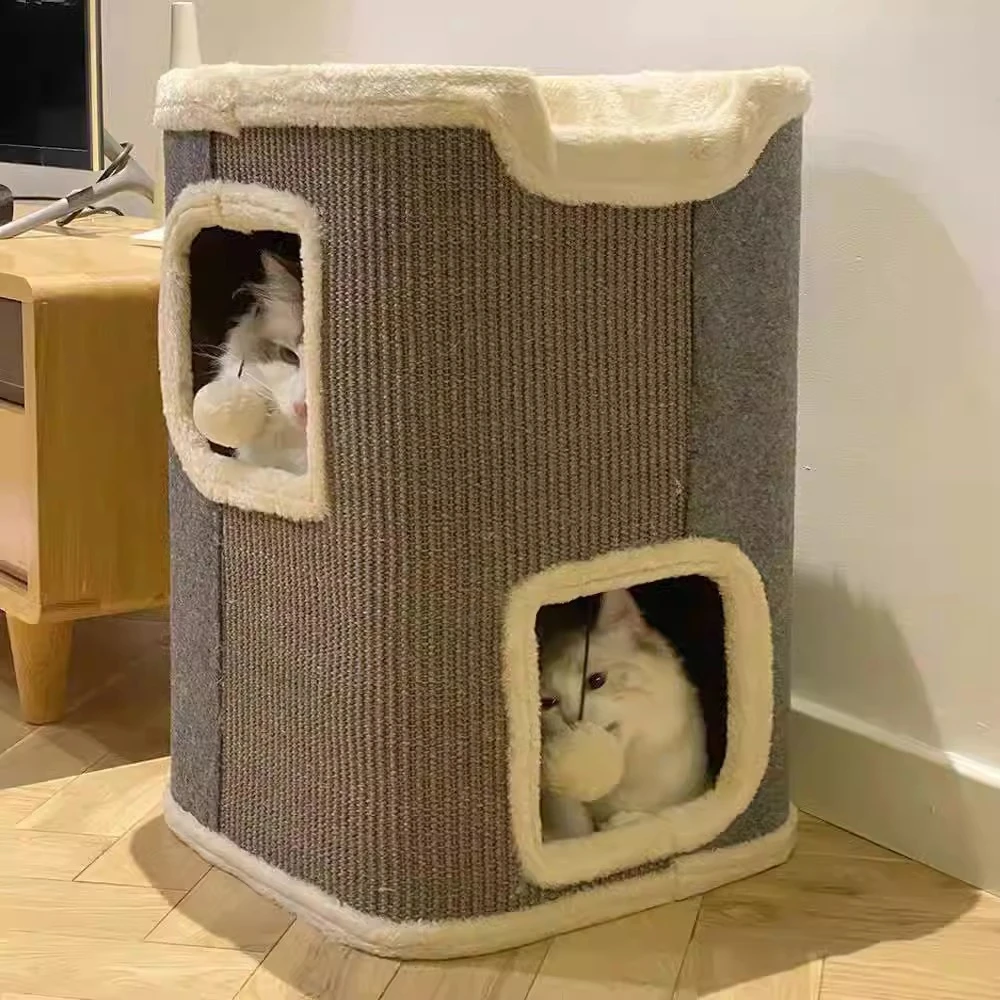 剑麻桶猫抓板耐磨不掉屑猫爬架一体猫架双层猫窝冬季猫爪板宠物猫
