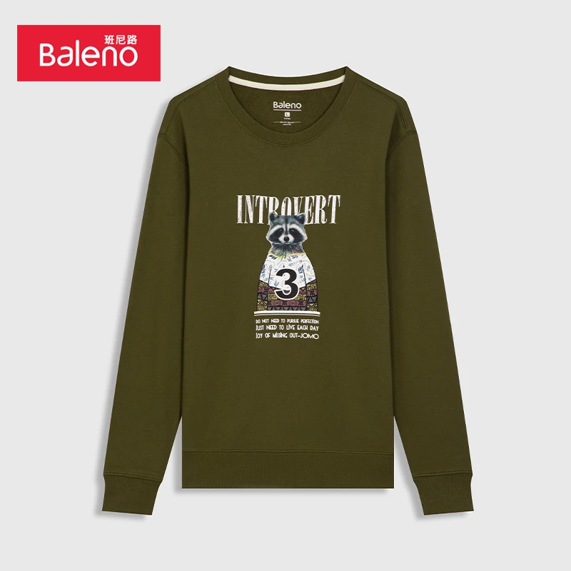 BALENO/班尼路秋冬男装百搭卡通动物印花圆领卫衣上衣88031244