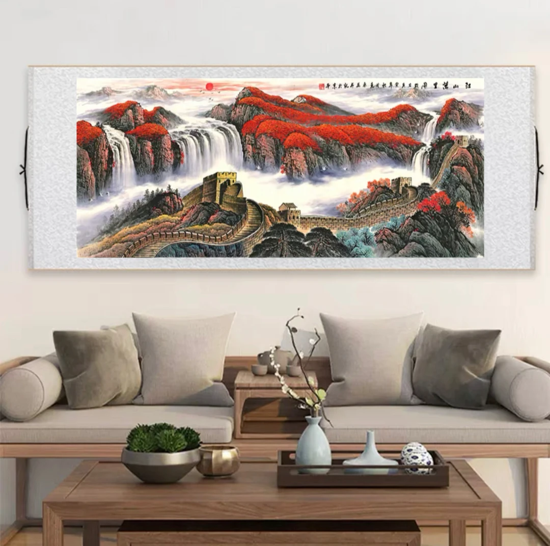 江山万里220*70已装裱大六尺客厅办公室大气风景图装饰画