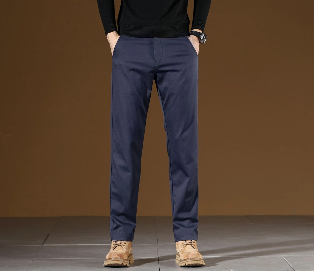 秋冬新款百搭裤子直筒潮流2024秋冬男士商务休闲裤宽松弹力-T806