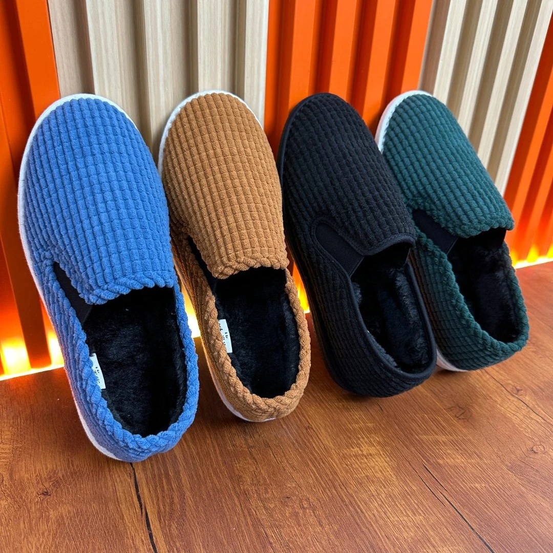 京紫红加绒加厚玉米格款男女款冬天保暖办公室开车走路一脚蹬男鞋