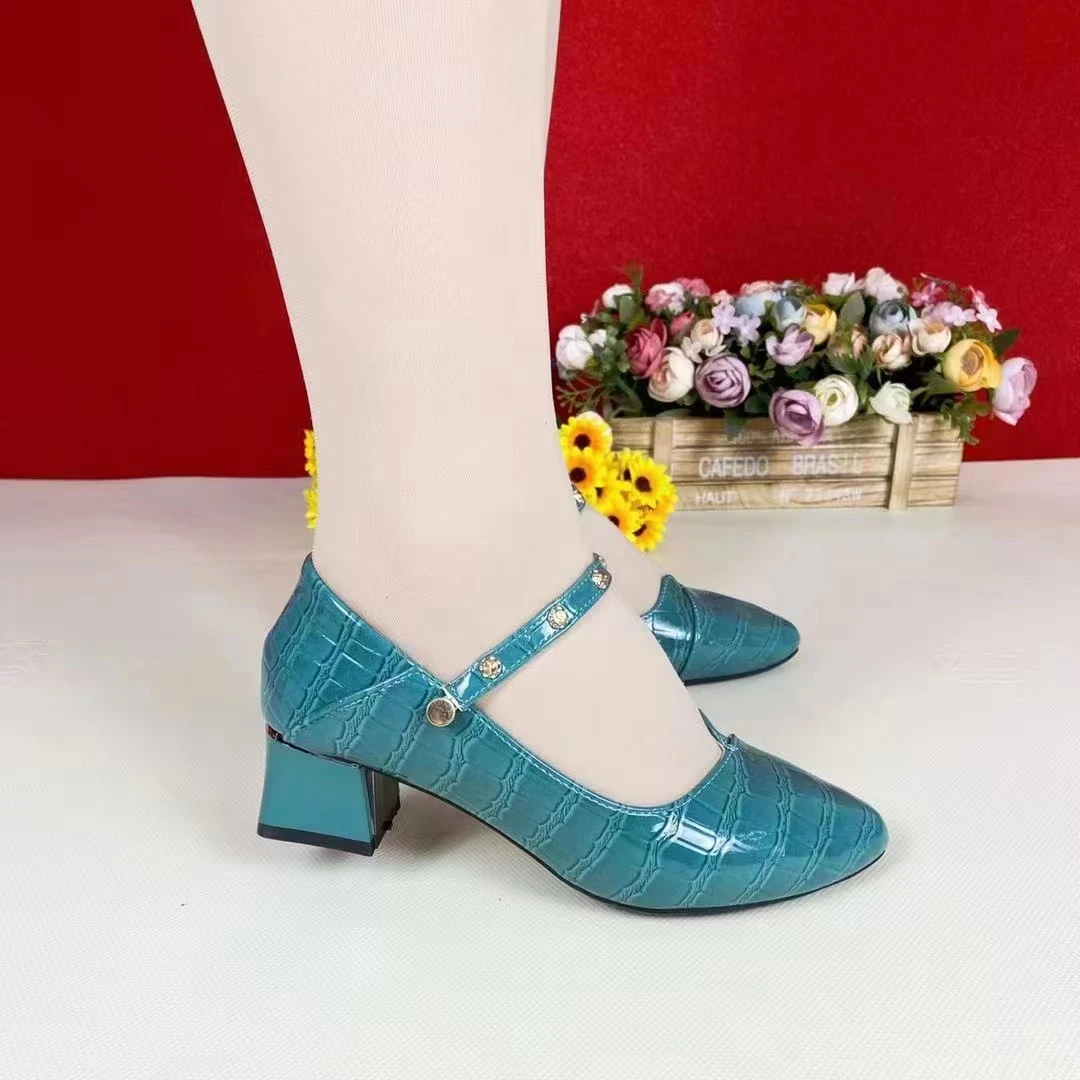 2023春季新款漆皮石头纹小单鞋时尚百搭软底软面海鹂2188尖头低跟