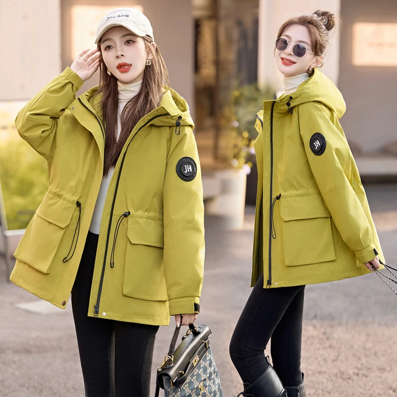连帽中长款加厚羽绒服女2024年冬季新款白鸭绒休闲保暖派克服外套