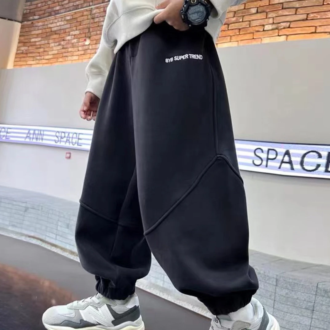 男女童2025休闲裤新款韩版中大童运动刺绣卫裤宽松儿童外穿长裤