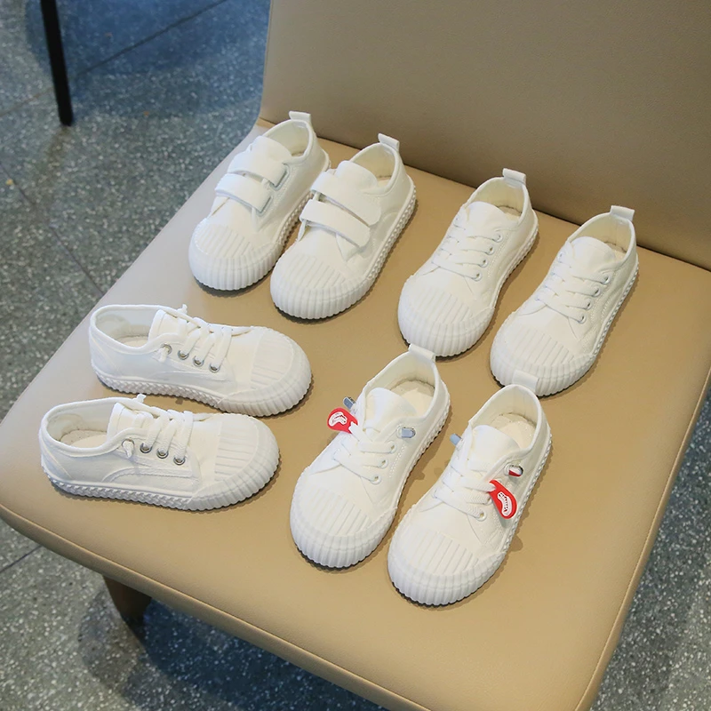 2-18岁校园指定六一儿童节表演小白鞋男女儿童帆布鞋幼儿园演出鞋