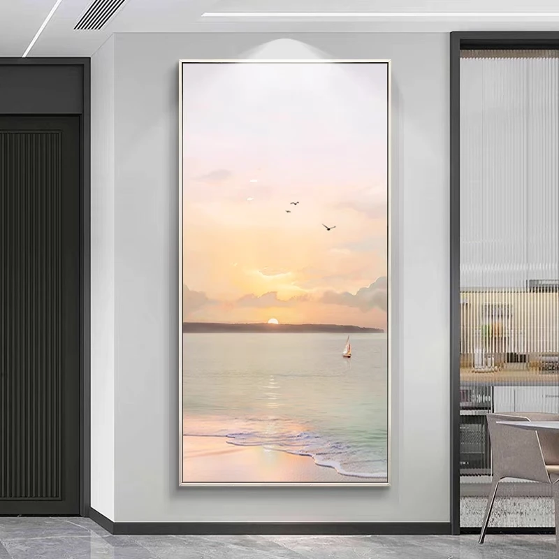 2024年新款高端轻奢入户玄关走廊过道壁画大幅风景纯手绘装饰画