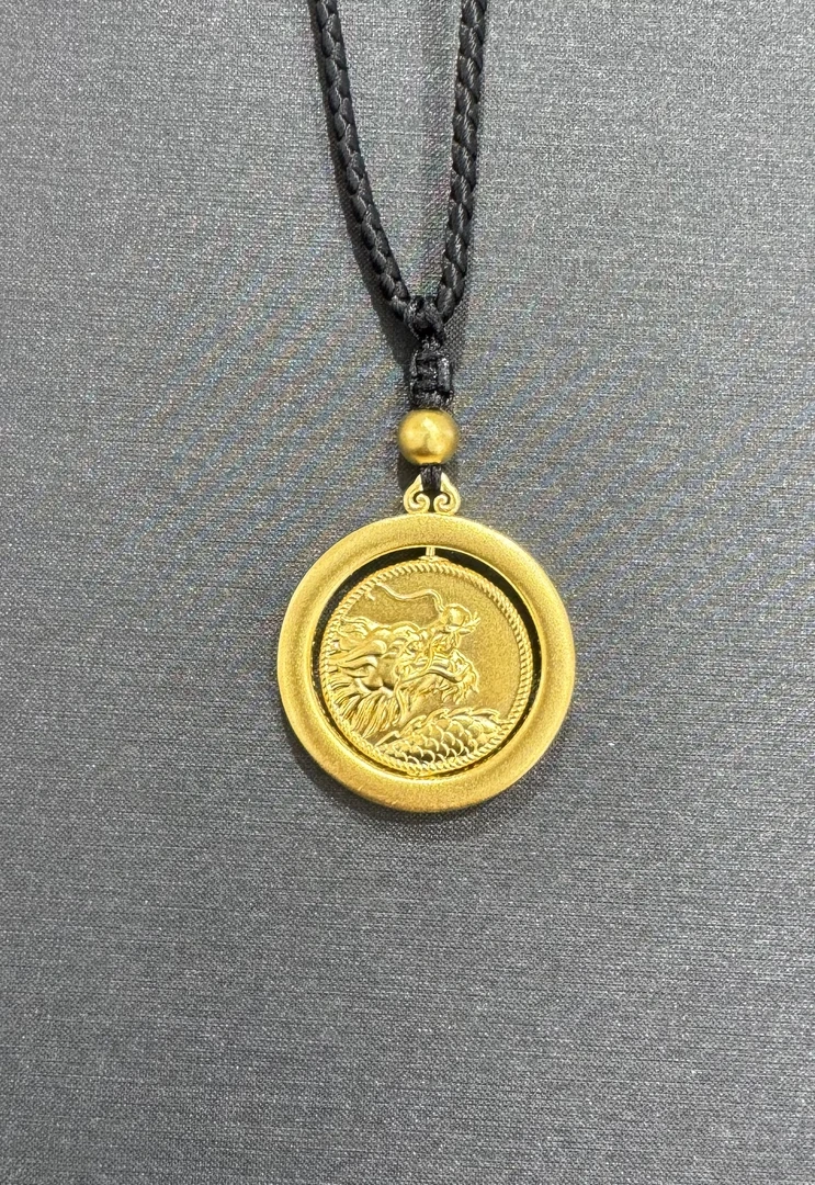 老庙黄金时来运转观音古法足金吊坠双面传承