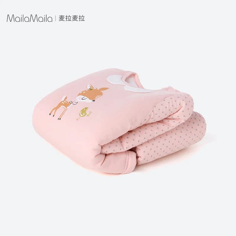 麦拉麦拉婴儿内衣套装秋冬季厚夹棉女宝宝小公主保暖套装超萌a类
