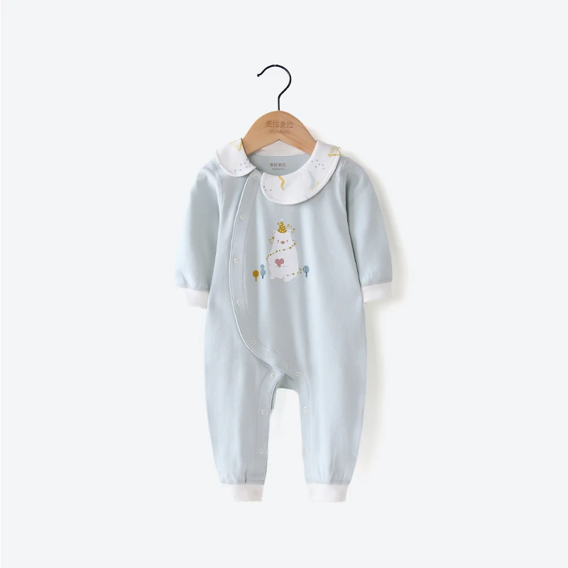 麦拉麦拉婴儿连体衣春秋装纯棉长袖哈衣男女宝宝爬服