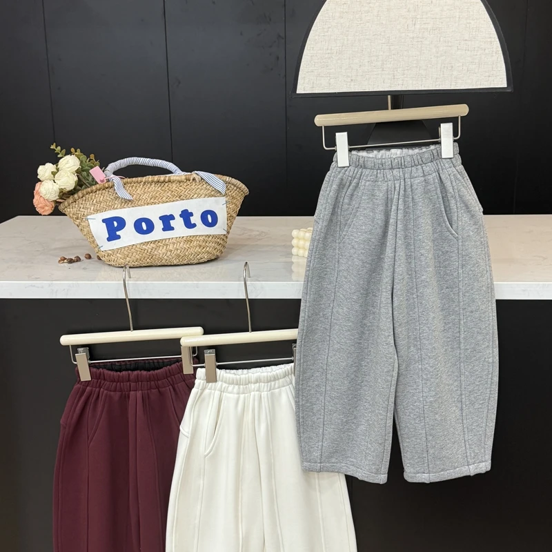 现货leomama【A飒裤】女童秋冬加绒休闲裤时尚百搭中大童洋气裤子