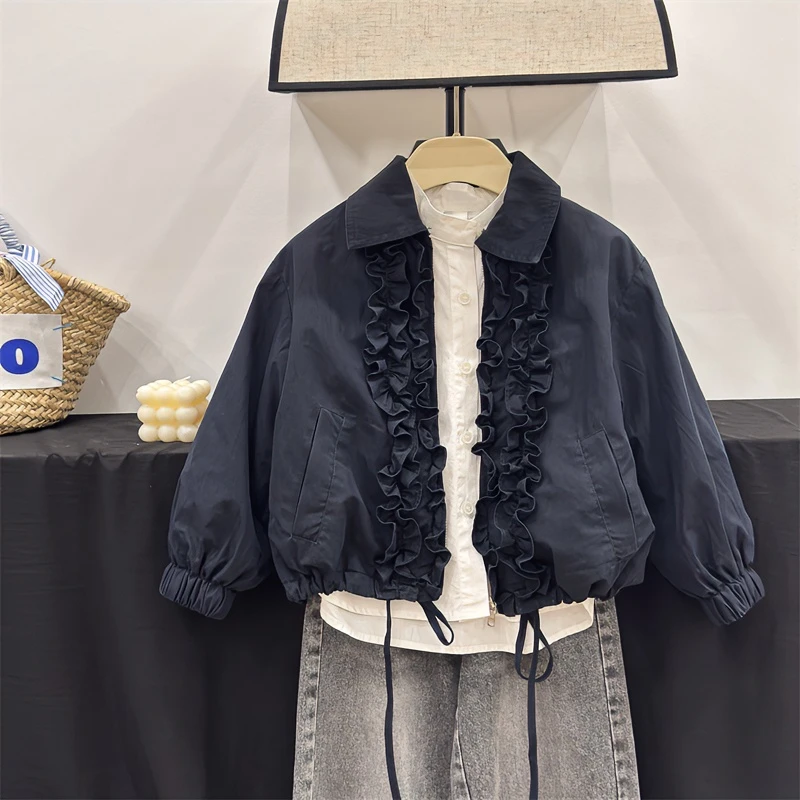 现货【老干部外套】童装洋气女孩夹克衫2024新款女童秋装外套上衣