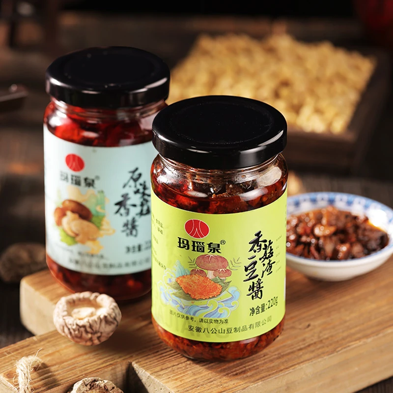 玛瑙泉豆渣香菇酱220g安徽淮南八公山特产家乡美食黄豆酱下饭拌饭