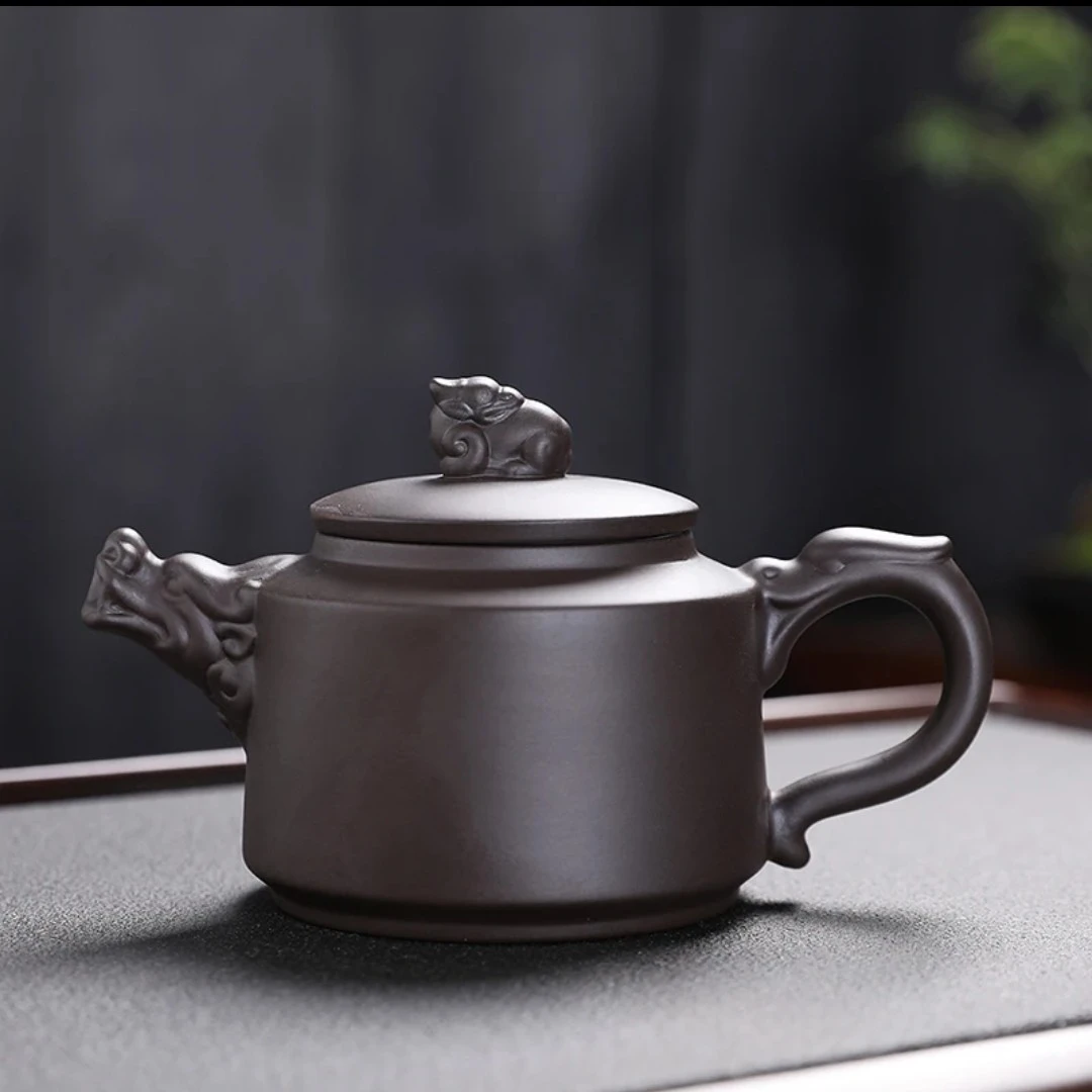 紫砂茶壶刻字家用泡茶壶定制球孔过滤单壶功夫茶具半手工大号茶壶