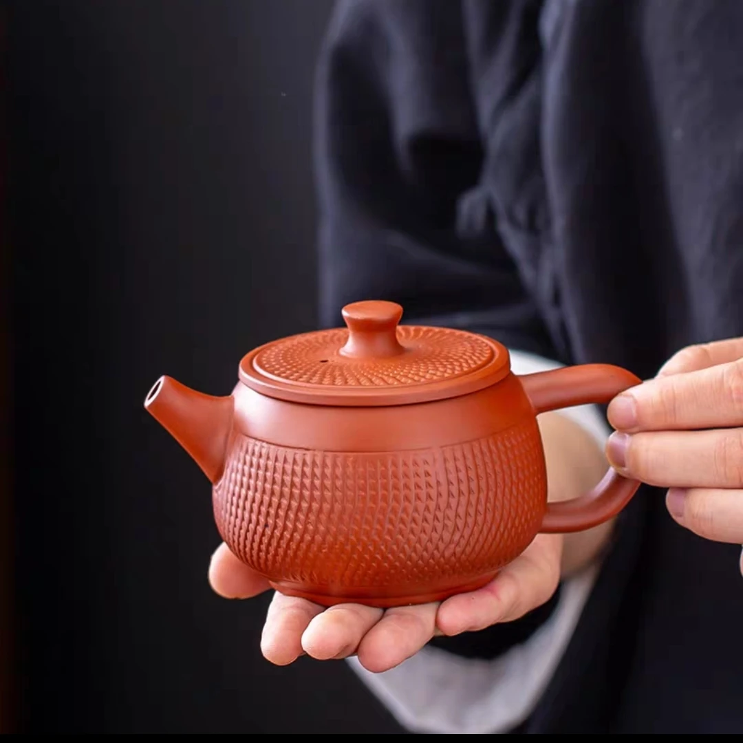 凤鸣壶原矿紫砂壶陶瓷泡茶壶老朱泥复古跳刀大容量茶具套装单茶