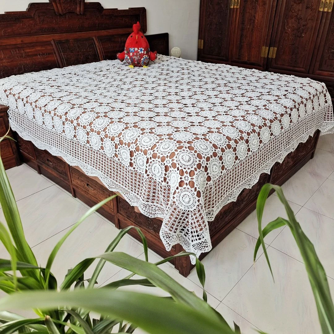 Z90 白色（230*270cm）手工钩针床罩 可DIY窗帘