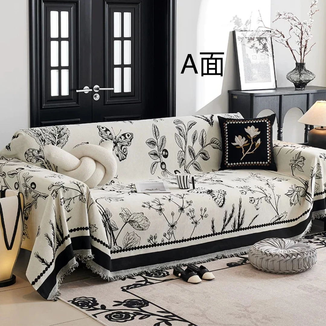 【蝶恋花】法式轻奢高级雪尼尔一片式全盖沙发盖布四季款防滑沙发垫