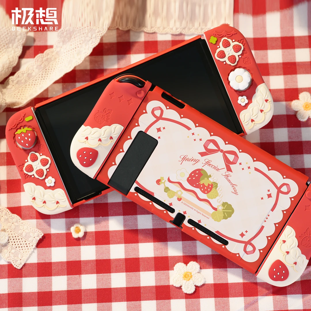 极想任天堂switch oled保护壳硅胶保护套分体式手柄壳PC背壳套装