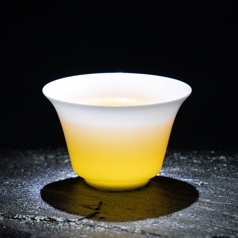 马蹄杯潮州薄胎高骨骨瓷茶杯功夫茶杯35ml潮汕功夫茶一口杯品茗杯