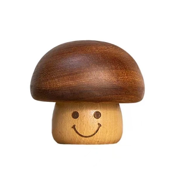 手工木质蘑菇音乐盒工艺品摆件迷你可爱生日礼物发条八音盒