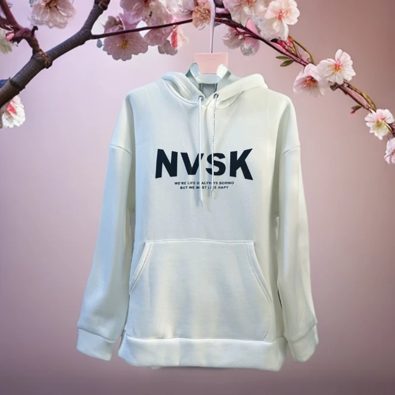 加绒加厚韩版简约慵懒风卫衣印花宽松套头连帽卫衣休闲百搭外套