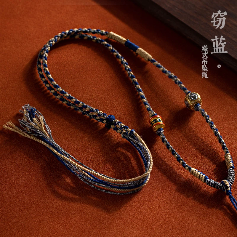 非金属布艺吊坠 手工编织项链绳挂脖手搓棉线藏式百搭挂脖吊坠绳