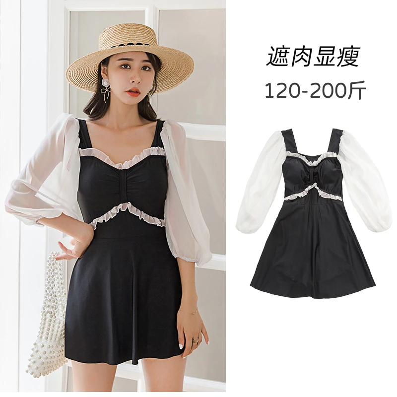 新款大码泳装胖妹妹200斤加大连体裙式显瘦遮肚保守防走光平角