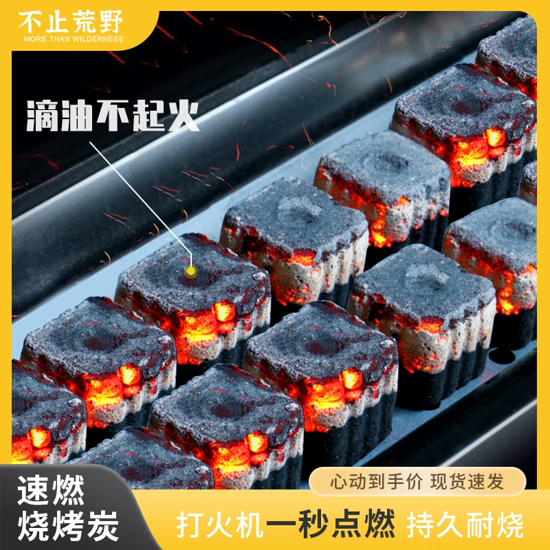不止荒野6包72块速燃炭碳烤果木炭环保无名火无油烟围炉煮茶烧烤